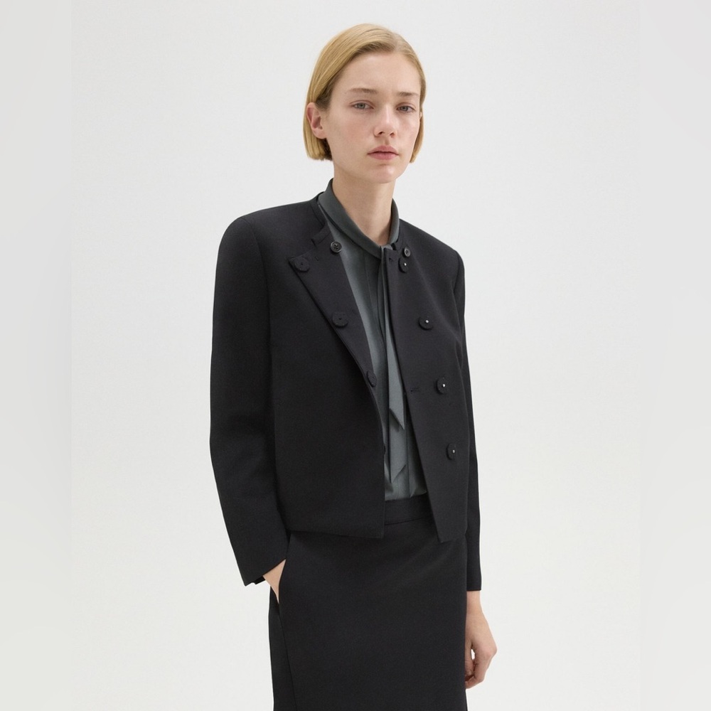 NWT $475 Theory Wool Gabardine Cropped Jacket